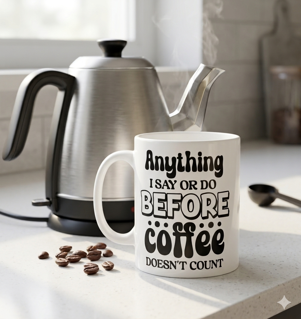 Anything I say or do before coffee doesn't count. Mug