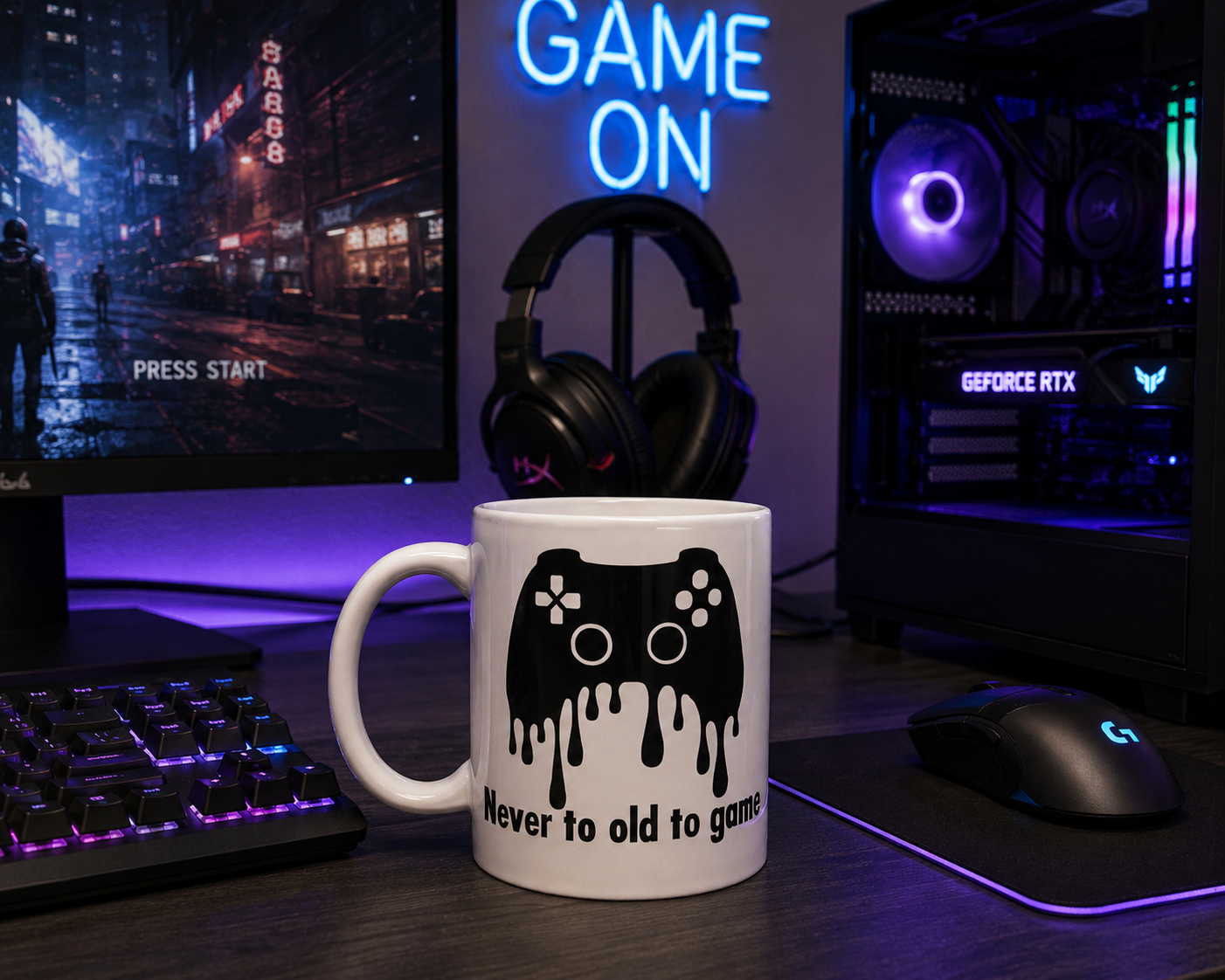 Never too old to game mug (style 2)